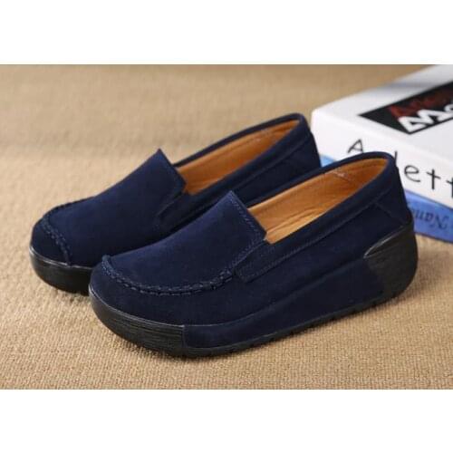 Platform shoes womens platform autumn 2019 new wild womens shoes leather peas shoes