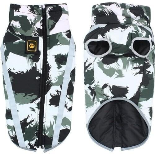 Pet clothes Polyester PP cotton fabric warm jacket, night reflective jacket, suitable for large and extra large dogs