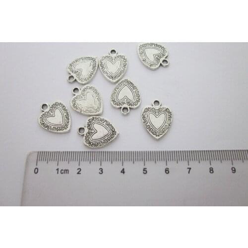 Wholesale 12pcs / lot fashion jewelry diy accessories 2 sides design 16mm*20mm vintage metal heart charms