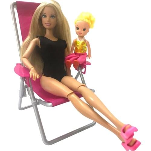 NK One Pcs Doll Plastic Accessories Princes Doll Beach Folding Chair Dream house Sofa Armchair Furniture For Barbie Doll DZ