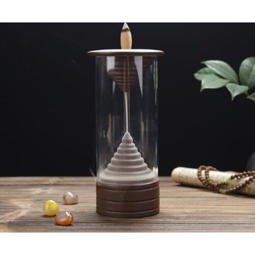 Cone Incense Holder Waterfall Ceramic Smoke Fountain Smell Removing Zen Arabic Incense Burner Backflow Living Room Decoration