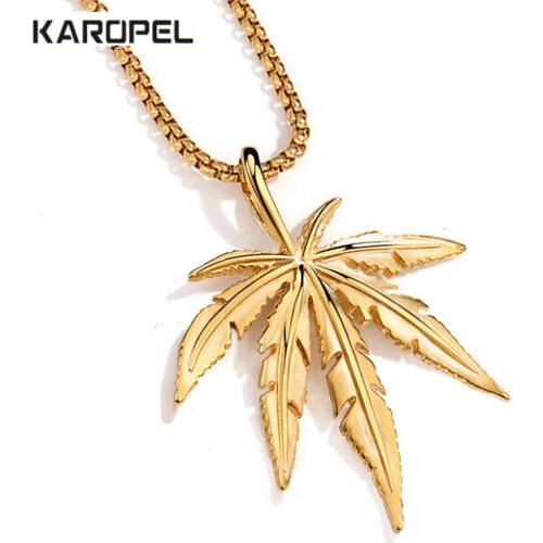 Karopel Weed Herb Charm Necklace Maple Leaf Pendant Necklace Suspension Hip Hop Chains Pendants for Women Jewelry Wholesale