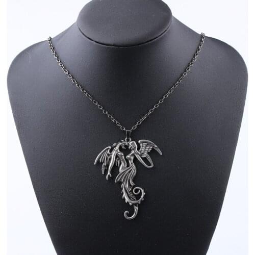 Popular movies Dragon Love Necklace Men Vintage Pendant Collares For Women angel Jewelry Choker Love romantic necklace new gift