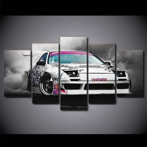 5 Pcs Japanese RX-7 Drift Car Poster Canvas Picture Print Wall Art Canvas Painting Wall Decor for Living Room No Framed