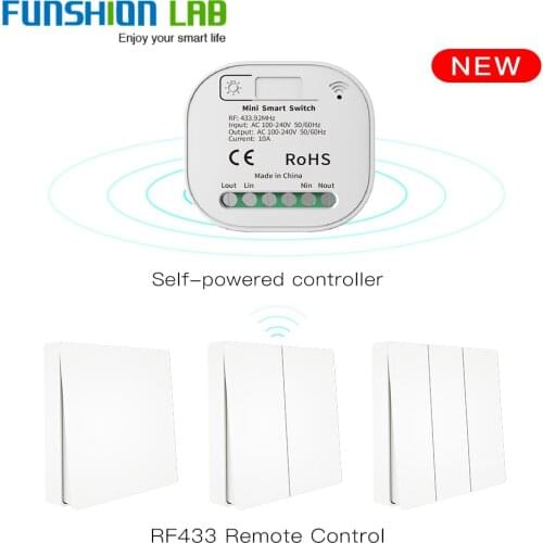 RF433 Wireless Switch No Battery Remote Control Wall Light Switch Self Powered No Wiring Needed Wall Panel Transmitter