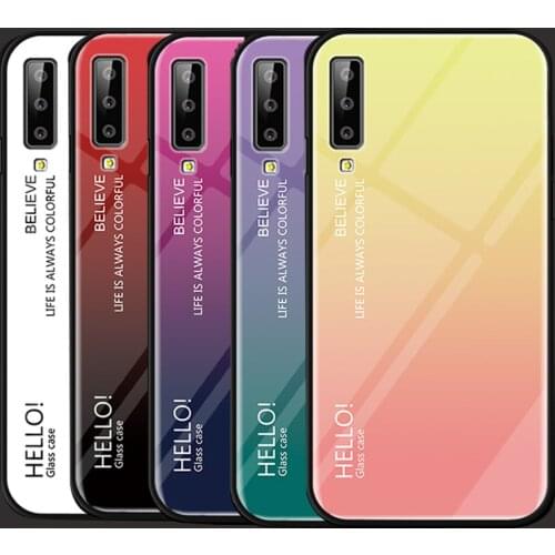 Luxury Tempered Glass Case Cover For Samsung A7 2018 A750 Gradient Glass Case Phone Cover For Samsung A750 6.0 Inch Coque Capa