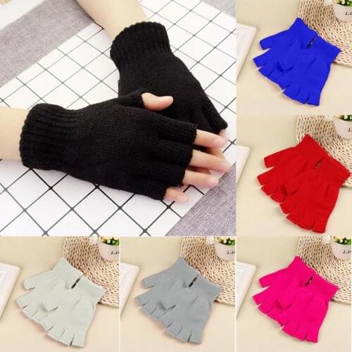 SAGACE Ladies Gloves Winter Fingerless Gloves Mittens Solid Fingerless Half Fingers Warm KnitMagic Gloves Mittens Unisex A30924