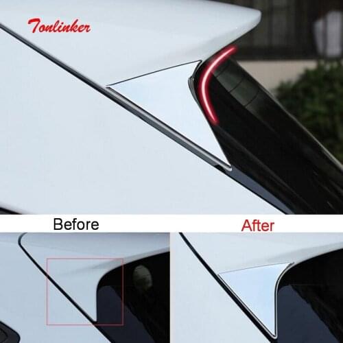 Tonlinker Exterior Rear Window Side Triangle Cover Sticker for HONDA VEZEL HRV 2014-19 Car Styling 2PCS ABS Chrome Cover sticker