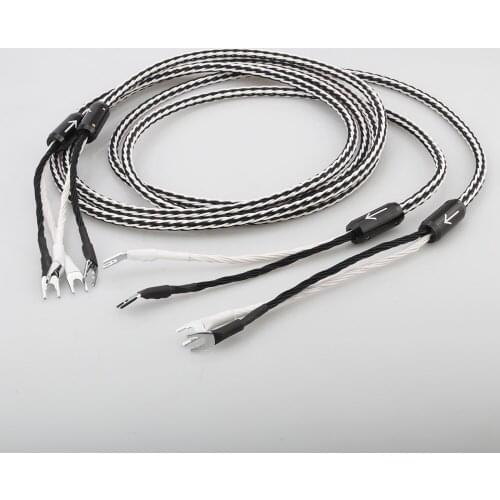 High Quality 8TC copper audio speaker cable HiFi amplifier speaker cable spade to spade plug Audiophile