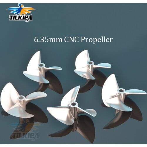 High Quality Rc Boat CNC 3 Blades Aluminum Propeller D58/61/62/64/66/68/70/74mm Pitch Ratio 1.4 Prop For 6.35mm 1/4" Prop Shaft