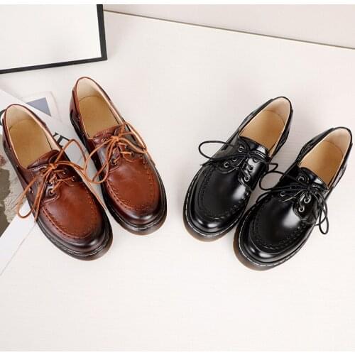 Women shoes 2021 Lace-Up Round Toe Spring/Autumn Oxfords flat shoes for women zapatos de mujer big size 34-43