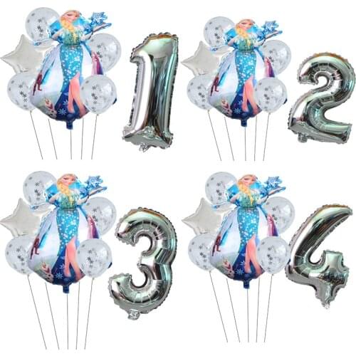 1set Disney Frozen Princess Elsa Confetti Latex Balloons 32inch Number Happy Birthday Party Decoration Suppies Kids Shower Gift