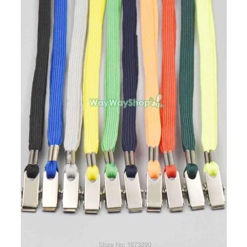 100 PCS 43.5cm Neck Strap lanyard hook clip Clasp for ID Card holder Reel badge Mix-color