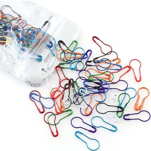 100Pcs Mix Color Metal Pins Gourd Pear Shape Safety Metal Clips Knitting Stitch Marker Tag Hangtag Pins Fastener Craft DIY