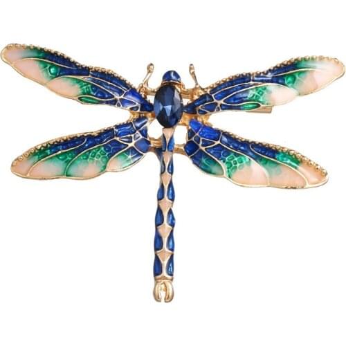 High quality Fashion blue dragonfly For Men Cartoon Jewelry Fashion Womens Statement Small Scarf Pins Insect Broches 2pcs