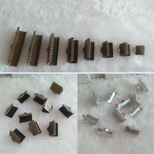 20 Pcs Ribbon Clamps Crimp Ends Bail Connector for Braccelet DIY Jewelry Findings Clamps Crimp Ends Bail Connector for Braccelet
