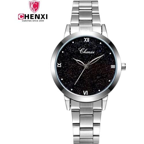 2018 CHENXI Women watch ladies Unique Romantic Starry Sky black dial Fashion & Casual full steel female quartz wrist watch gift
