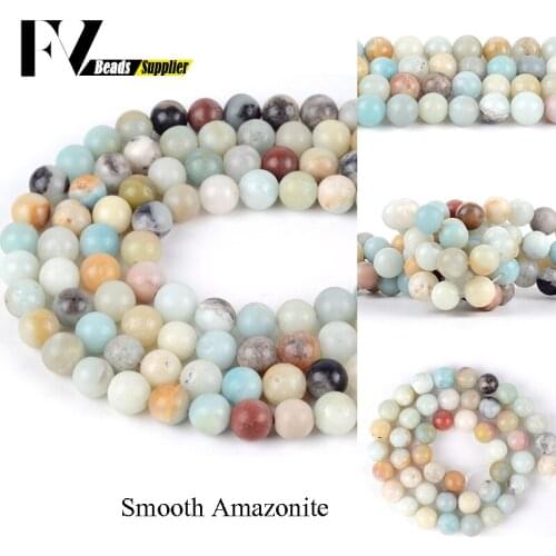 4mm-12mm Smooth Amazonite Round Beads Natural Stones for Jewelry Making Gem Spacer Beads Accessories Diy Women Men Bracelets 15"