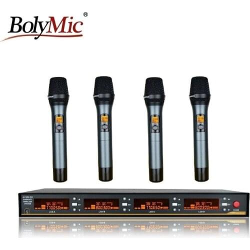 Bolymic PRO 4 Channels wireless microphone UHF PLL Wireless Karaoke Microphone
