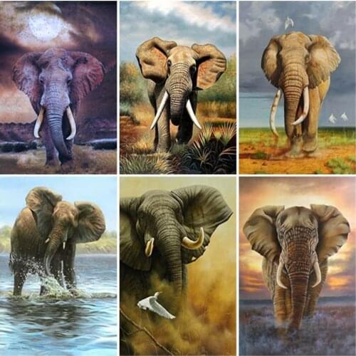 5D DIY Diamond Painting Elephant Full Square Drill Diamond Embroidery Animals Mosaic Rhinestone Home Decor Wall Art Gift