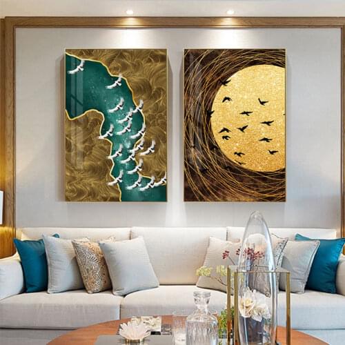 Abstract Moon River Canvas Art Luxurious Poster and Print Wall Art Picture for Living Room Modern Cuadro Decorativo Home Picture