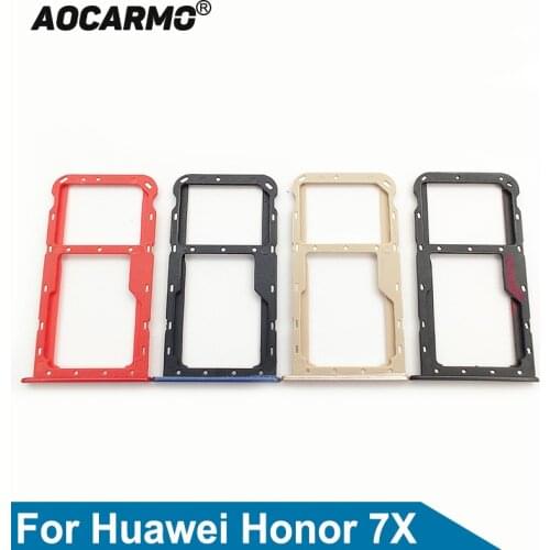 Aocarmo SD MicroSD Holder Nano Sim Card Tray Slot For Huawei Honor 7X Replacement Parts