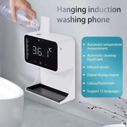 1pc Automatic Infrared Sensor Thermometer And Washing Hands Free Hand Sanitizer All-in-one Measuring Machine Soap Dispenzer
