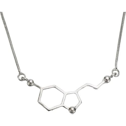 Stylish Hollow Biochemistry Molecule Serotonin Pendant Necklace Charm Silver Plated Chain Unique Jewelry Creative Gift For Women