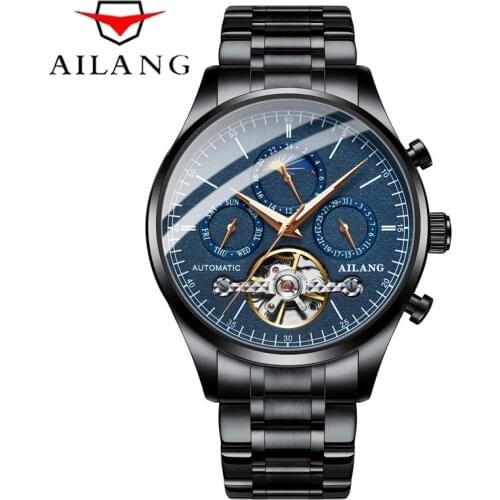 AILANG New Calendar Three Eye Dial Fully Automatic Mechanical Watch Business Luminous Waterproof Wrist Stainless Steel 6826B