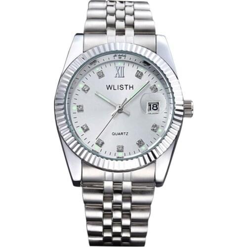 Wlisth Couple watch Waterproof Luminous Rhinestone Analog Display Quartz Watch Gift for lover Suitable for many Occasions