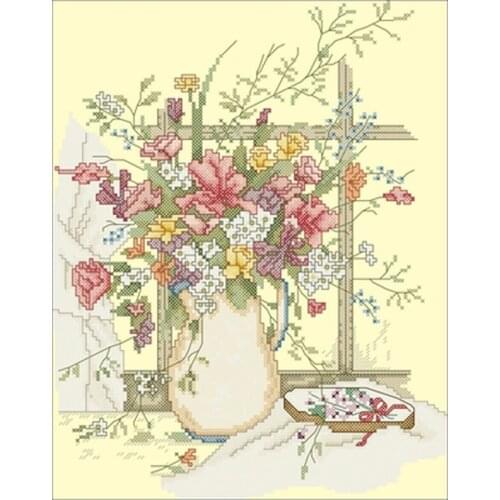 Flower vase patterns Counted Cross Stitch 11CT 14CT 18CT DIY Chinese Cross Stitch Kits Embroidery Needlework Sets