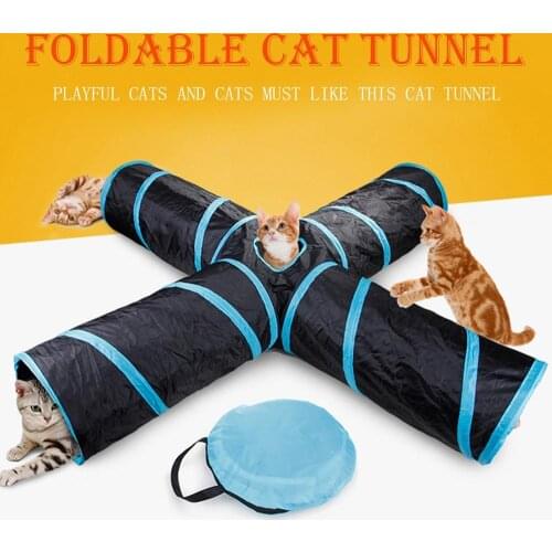 Pets Play Tube Collapsible Portable Cat Tunnel 4/5 Way With Ball For Kittens Scratch Resistant Cat Exercise Toys