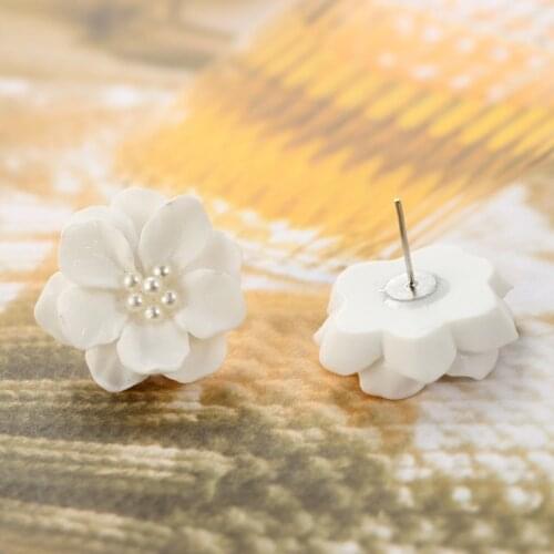 Elegant Resin White Camellia Flower Petals Earrings For Women Fashion Jewelry fashionable
