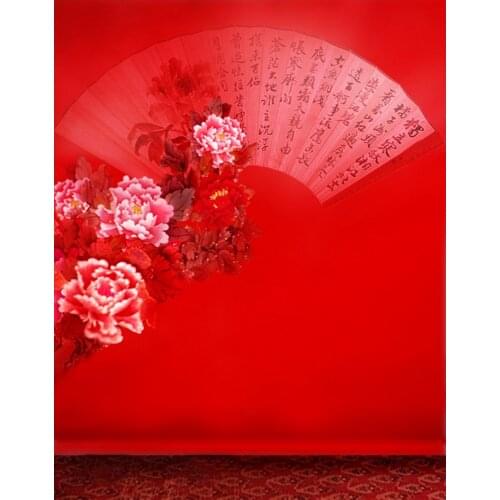 Fan Flowers Chinese Traditional Style Photography Backdrops Photo Props Studio Background 5x7ft