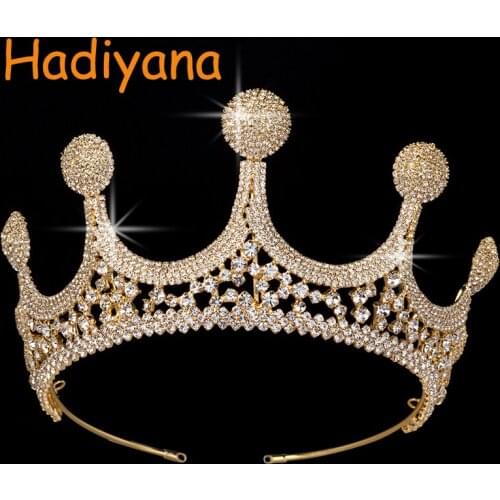Hadiyana Vintage Ethnic Style Headdress Tiaras Symbol Aristocratic Princess Crown Luxury Rhinestone Prom BC3179