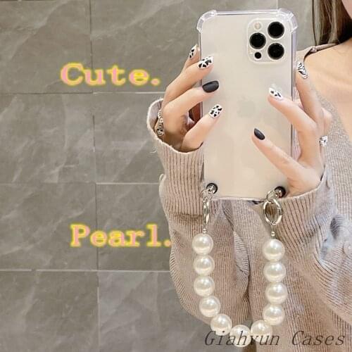 Hot Korean Pearl Bracelet Chain Transparent soft Phone Case For iphone 12 Pro Max 11 Pro Max 6 6S 7 8 Plus X XR XS SE S10 Cover