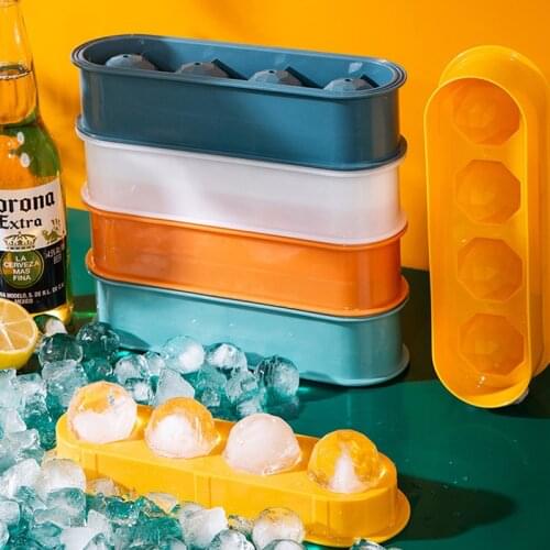 4-hole Ice Box Whiskey Maker Round Ice Hockey Mold Ice Tray Mold Ice Maker Silicone Ice Ball Maker Mold Kitchen Tool Accessories