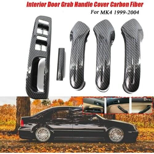 Interior Door Grab Handle Cover + Window Lift Switch Panel Cover Carbon Fiber Set for Jetta Golf MK4 1999-2004