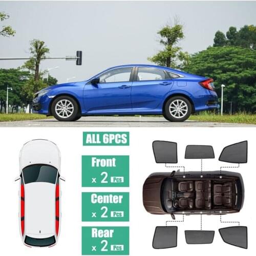 Side Windows Magnetic Sun Shade UV Protection Ray Blocking Mesh Visor Fit For Honda Civic 2015-2018