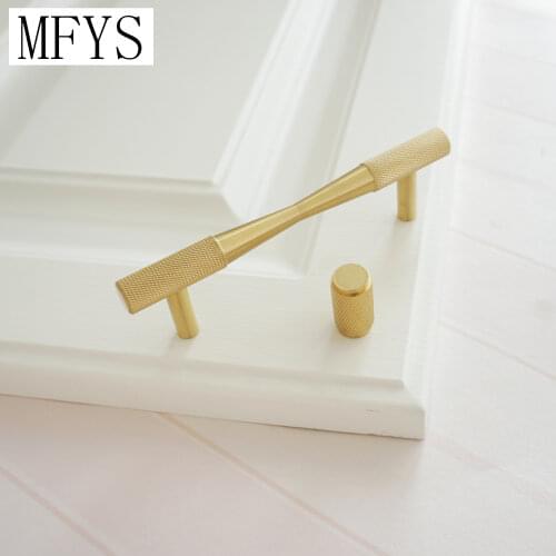 MFYS 3.75" Pure copper Handles Knob Drawer Pulls Dresser Knobs Kitchen Door Cabinet Handles Modern Decor 96mm Furniture Hardware