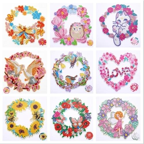 5d Special Shaped Drill Diamond Embroidery Gift Diamond Painting Cartoon animal wreath Kit For Home Door Wall Decoration