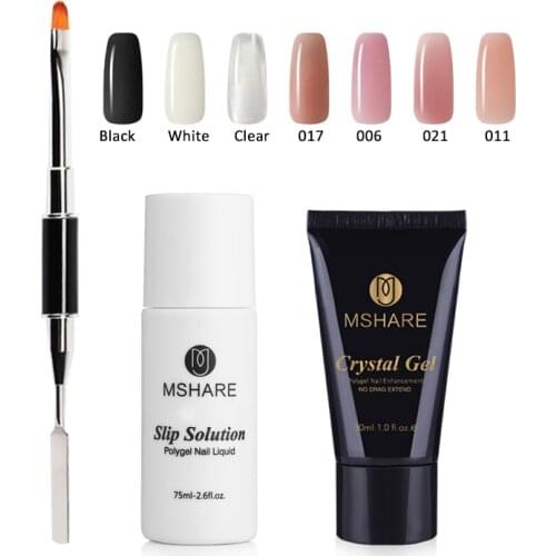 MSHARE Crystal Gel Set 30ml Finger Extension Jelly Nail Gel Camouflage UV LED Hard Gel Acrylic Builder Nail Art