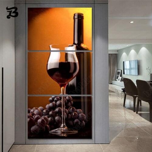 Canvas Painting 3 Piece Wall Art Wine Grapes Liquor Canvas Posters and Prints Wall Pictures Modular for Kitchen Home Wall Decor