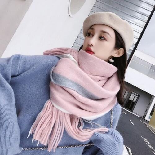 New Thick Cashmere Scarves Women Warm Cotton Poncho Shawl Lady Patchwork Pashmine Tassel Wrap Tippet