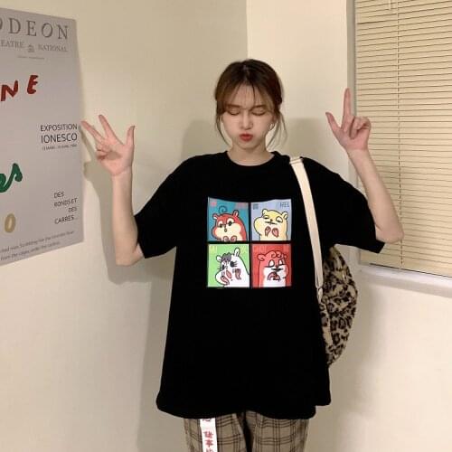 Casual O-neck Ulzzang Short Sleeve Tee Shirt Top Cartoon Harajuku Kawaii T-shirt Punk Vintage Clothes Camisas Print Women Shirt