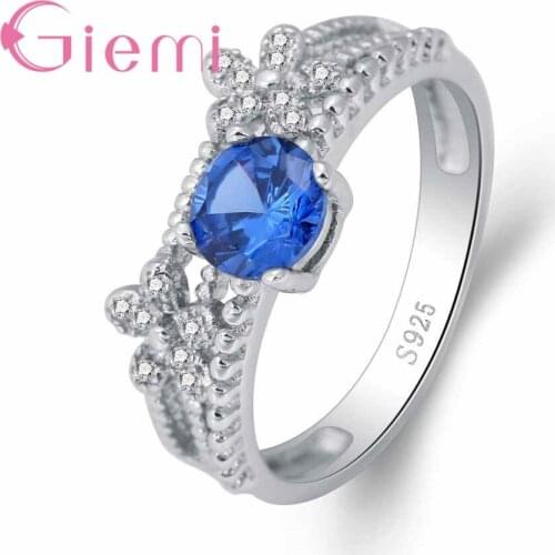 Drop Shipping Blue Lace Wings Crystal Rings Womens Party Shopping With Clothes Jewelry 925 Sterling Silver and CZ