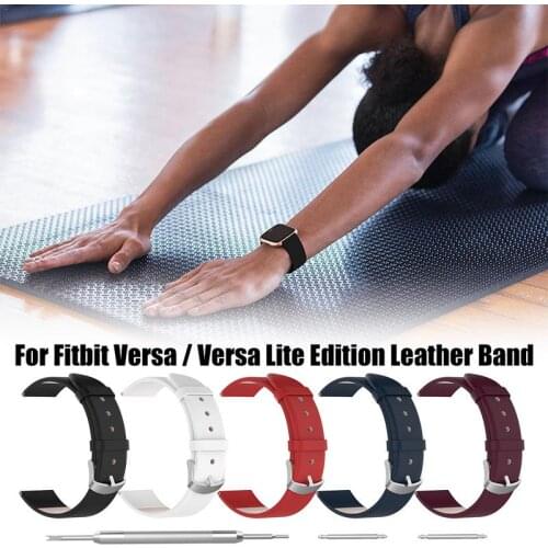 Genuine Leather Wrist Bands Watch Band Strap for Fitbit Versa Fitbit Versa Lite Edition Smartband Generic