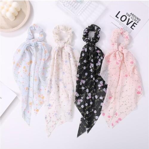 Pastoral Style Chiffon Printing Hair Accessories Hair Tie Tie Hair Ponytail Ball Head Small Floral Streamer Hair Tiehair Band
