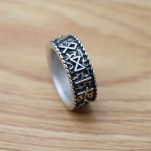 Scandinavian Norse Viking Rune Ring Vintage Unisex Wedding Engagement Ring