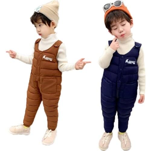 Boys Warm Overalls Autumn Girls Thick Pants Baby Girl Jumpsuit Children Clothing High Quality 2021 Winter Kids Ski Down Overalls